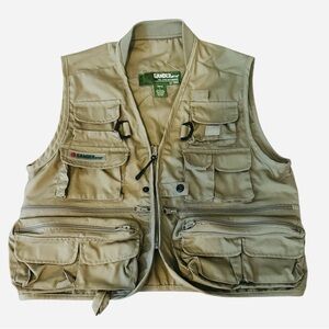 Gander Mountain Fishing Vest Boys Youth Size L Outdoor Khaki NWOT